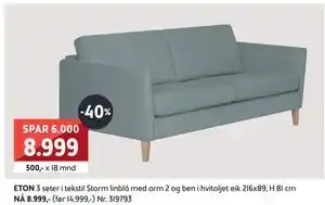 Bohus ETON 3 seter, NOK 8999 tilbud