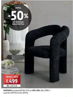 Bohus MATHIAS loungestol, NOK 1499 tilbud