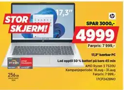 POWER 17,3 bærbar PC, NOK 4999 tilbud