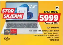 POWER 17,3 bærbar PC, NOK 5999 tilbud
