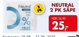 Sparkjøp NEUTRAL 2 PK SÅPE, NOK 25 tilbud