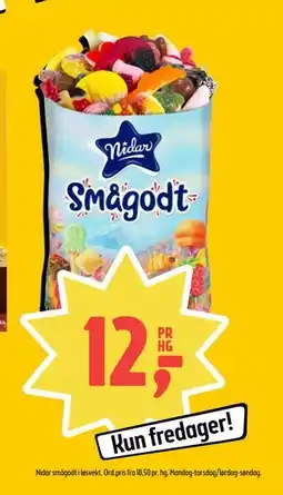 Coop Prix Nidar smågodt i løsvekt, NOK 12 tilbud