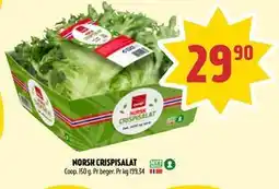Coop Prix NORSK CRISPISALAT, NOK 29.9 tilbud