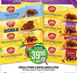 Kiwi FREIA STORE SJOKOLADEPLATER, NOK 39.9 tilbud
