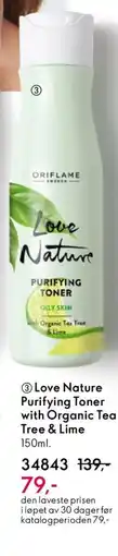 Oriflame Love Nature Purifying Toner with Organic Tea Tree & Lime tilbud