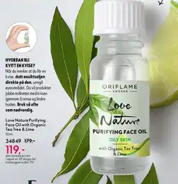 Oriflame Love Nature Purifying Face Oil with Organic Tea Tree & Lime tilbud