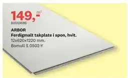Bygger'n ARBOR Ferdigmalt takplate i spon, hvit, NOK 149 tilbud