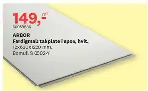 Bygger'n ARBOR Ferdigmalt takplate i spon, hvit, NOK 149 tilbud