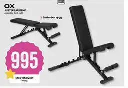 Sport Outlet JUSTERBAR BENK, NOK 995 tilbud