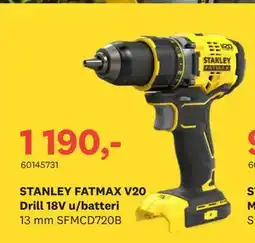 Bygger'n STANLEY FATMAX V20 Drill 18V u/batteri, NOK 1190 tilbud