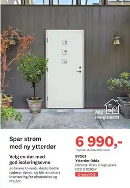 Bygger'n BYGG1 Ytterdør Odda, NOK 6990 tilbud