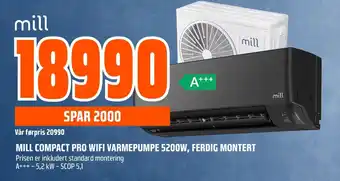 Coop Obs MILL COMPACT PRO WIFI VARMEPUMPE 5200W, FERDIG MONTERT tilbud