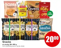 Eurospar Snacks et utvalg, tilbud
