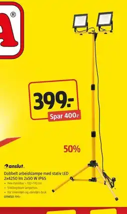 Jula Dobbelt arbeidslampe med stativ LED 2x4250 lm 2x50 W IP65, NOK 399 tilbud
