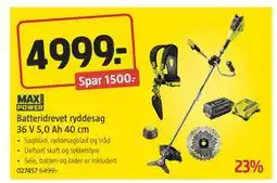 Jula Batteridrevet ryddesag 36 V 5,0 Ah 40 cm, NOK 4999 tilbud