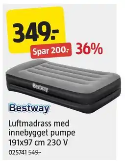Jula Luftmadrass med innebygget pumpe 191x97 cm 230 V, NOK 349 tilbud