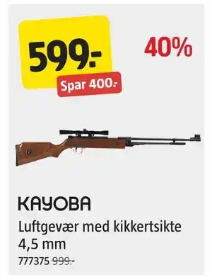 Jula Luftgevær med kikkertsikte 4,5 mm, NOK 599 tilbud