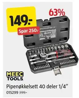 Jula Pipenøkkelsett 40 deler 1/4”, NOK 149 tilbud