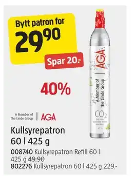 Jula Kullsyrepatron 60 l 425 g, NOK 29.9 tilbud