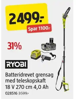Jula Batteridrevet grensag med teleskopskaft 18 V 270 cm 4,0 Ah, NOK 2499 tilbud