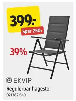 Jula Regulerbar hagestol, NOK 399 tilbud