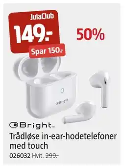 Jula Trådløse in-ear-hodetelefoner med touch, Medlemspris tilbud