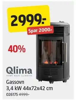 Jula Gassovn 3,4 kW 44x72x42 cm, NOK 2999 tilbud