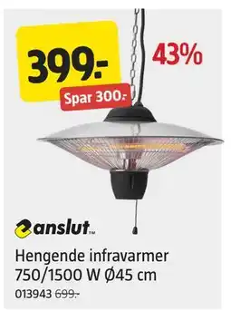 Jula Hengende infravarmer 750/1500 W Ø45 cm, NOK 399 tilbud