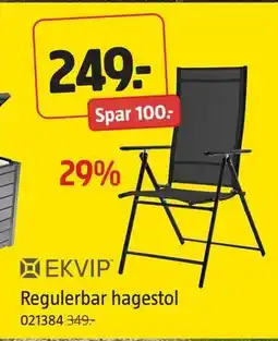 Jula Regulerbar hagestol, NOK 249 tilbud