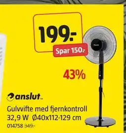 Jula Gulvvifte med fjernkontroll 32,9 W Ø40x112-129 cm, NOK 199 tilbud