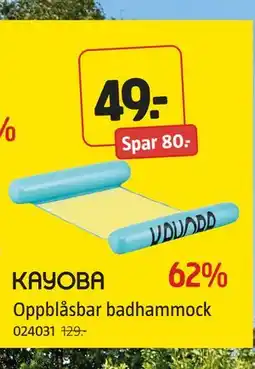 Jula Oppblåsbar badhammock, NOK 49 tilbud