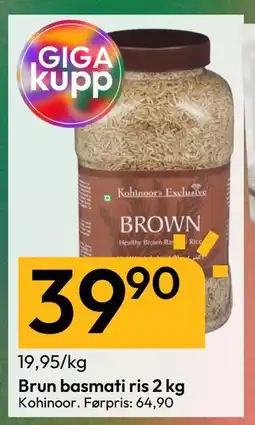 Gigaboks Brun basmati ris 2 kg, NOK 39.9 tilbud