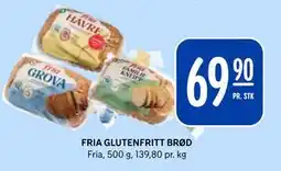 Rema 1000 FRIA GLUTENFRITT BRØD, NOK 69.9 tilbud