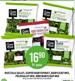 Kiwi RUCCULA SALAT, SUPER BABYSPINAT, BABYLEAF MIX, FELDSALAT MIX, RØD BABYLEAF MIX, NOK 16.9 tilbud