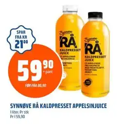 Coop Obs SYNNØVE RÅ KALDPRESSET APPELSINJUICE, NOK 59.9 tilbud