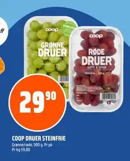Coop Obs COOP DRUER STEINFRIE, NOK 29.9 tilbud