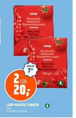 Coop Obs COOP HAKKEDE TOMATER, NOK 20 tilbud