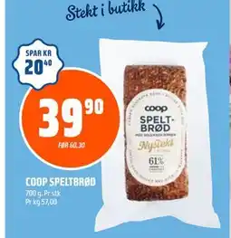 Coop Obs COOP SPELTBRØD, NOK 39.9 tilbud