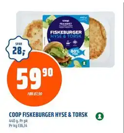 Coop Obs COOP FISKEBURGER HYSE & TORSK, NOK 59.9 tilbud