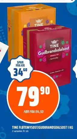 Coop Obs TINE FLØTEMYSOST/GUDBRANDSDALSOST 1 KG, NOK 79.9 tilbud