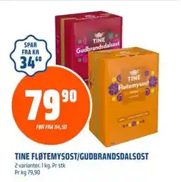 Coop Obs TINE FLØTEMYSOST/GUDBRANDSDALSOST, NOK 79.9 tilbud