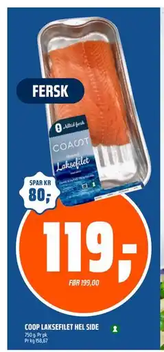 Coop Obs COOP LAKSEFILET HEL SIDE, NOK 119 tilbud