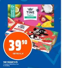 Coop Obs TINE YOGHURT 8 PK, NOK 39.9 tilbud