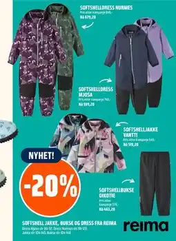 Coop Obs SOFTSHELL JAKKE, BUKSE OG DRESS FRA REIMA tilbud