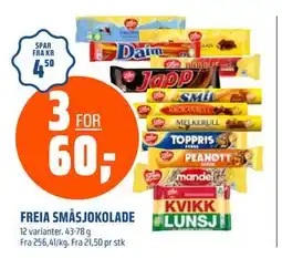 Coop Obs FREIA SMÅSJOKOLADE, NOK 60 tilbud