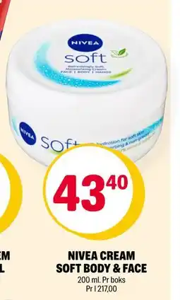 Coop Extra NIVEA CREAM SOFT BODY & FACE, NOK 43.4 tilbud