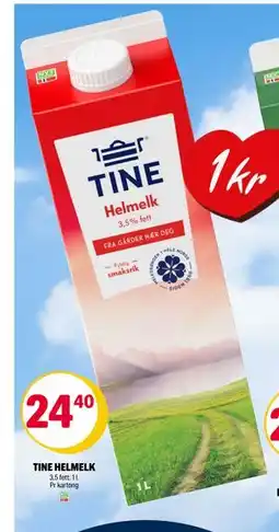 Coop Extra TINE HELMELK, NOK 24.4 tilbud