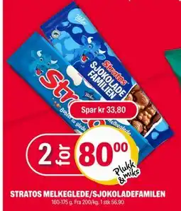 Coop Extra STRATOS MELKEGLEDE/SJOKOLADEFAMILEN, NOK 80 tilbud