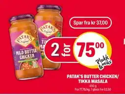 Coop Extra PATAK’S BUTTER CHICKEN/ TIKKA MASALA, NOK 75 tilbud