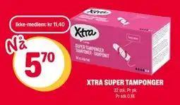Coop Extra XTRA SUPER TAMPONGER, NOK 11.4, Medlemspris tilbud